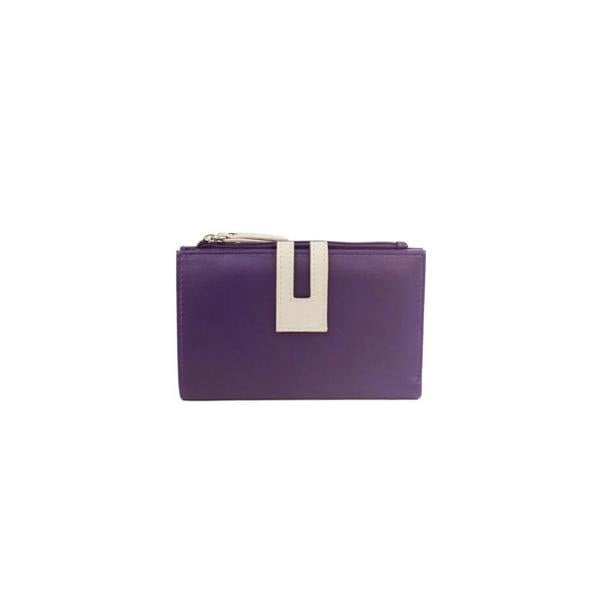 Eastern Counties Leather Rebecca Contrast Purse - Purple/Ivory