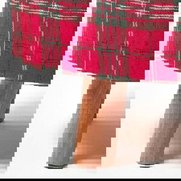 HOMESCAPES Traditional Red, Green and White Tartan Flat Footstool with Legs