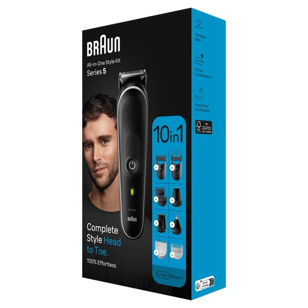 Braun All-In-One Style Kit Series 5 MGK5440, 10-in-1 Kit For Beard, Hair, Manscaping & More