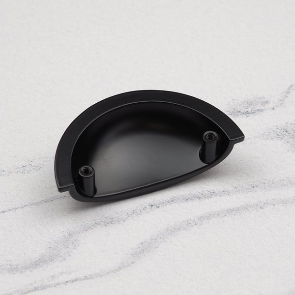Handle & Home Matt Black Contemporary Cup Handle and Coordinating Knob