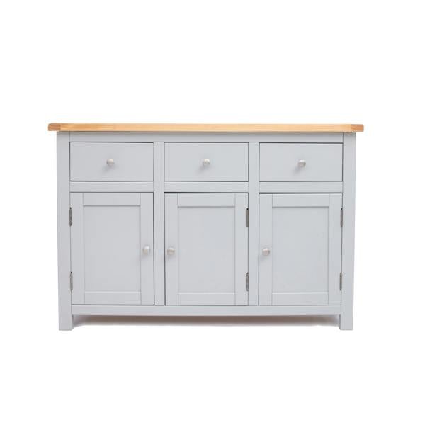Argenta Light Grey 3 Drawer 3 Door Sideboard Chrome Knob