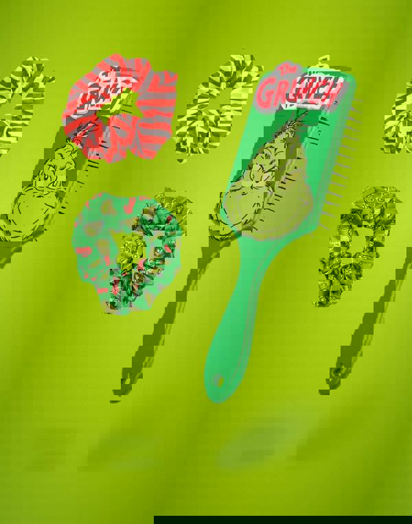 The Grinch Womens Multicoloured Character Face Hair Brush and Scrunchie Set (One Size)