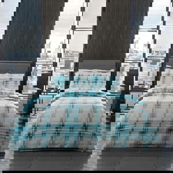 Smart Living Bardsley Check Duvet Cover and Pillowcase Set - Teal