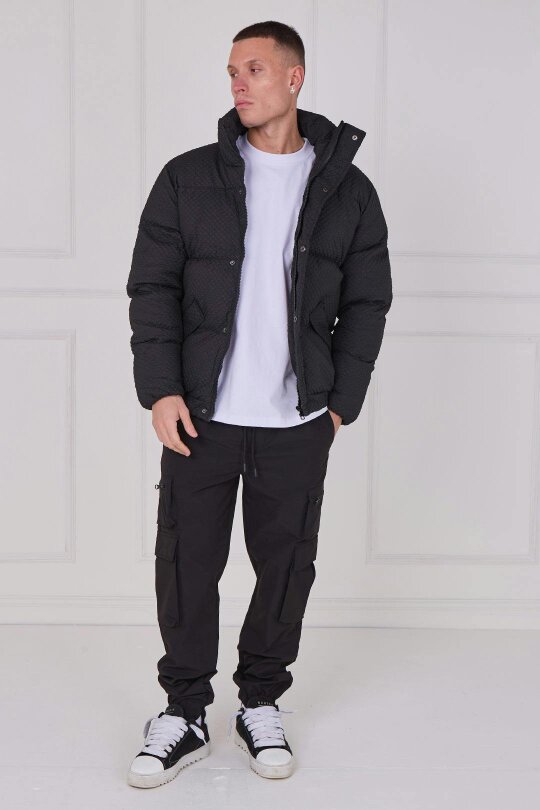 Quilted Puffer Jacket – Zip & Button Fasten