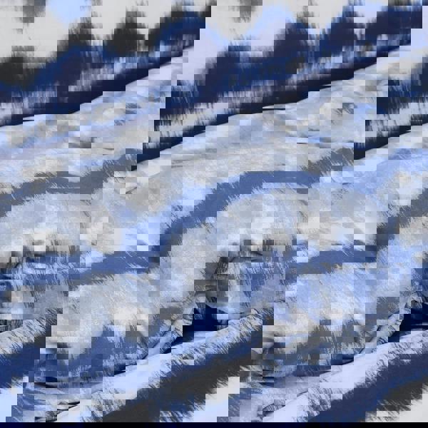 Smart Living Reversible Polycotton Tiedye Tassel Trim Duvet Cover and Pillowcase Set - Blue