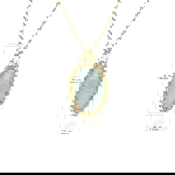 Gemondo Classic Oval Green Jadeite Pendant Necklace in 9ct Yellow Gold
