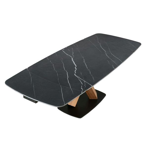 Angel Cerdá Oval extending dining table with porcelain marble and walnut barrel 1149
