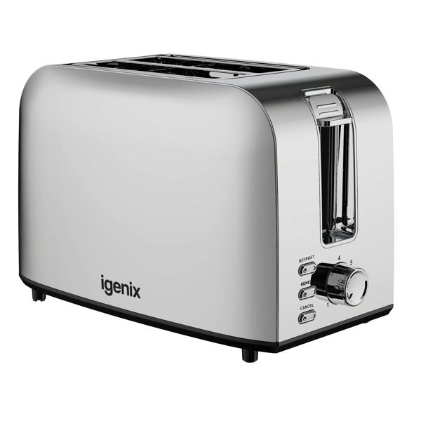 Igenix 750W 2 Slice Toaster, Stainless Steel