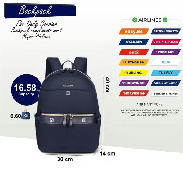 Infinity Luggage Backpack Rucksack 40 x 30 x 14 cm Underseat Travel Cabin Bag for Ryanair, Easy Jet