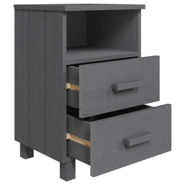 Berkfield Bedside Cabinet HAMAR Dark Grey 40x35x62 cm Solid Wood Pine
