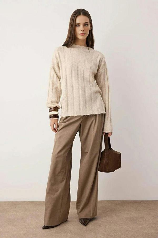 WOVCOR Soft Textured Loose Fit Knit Sweater