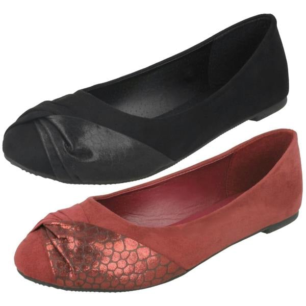 Spot On Ladies Spot On Twist Vamp Ballerinas