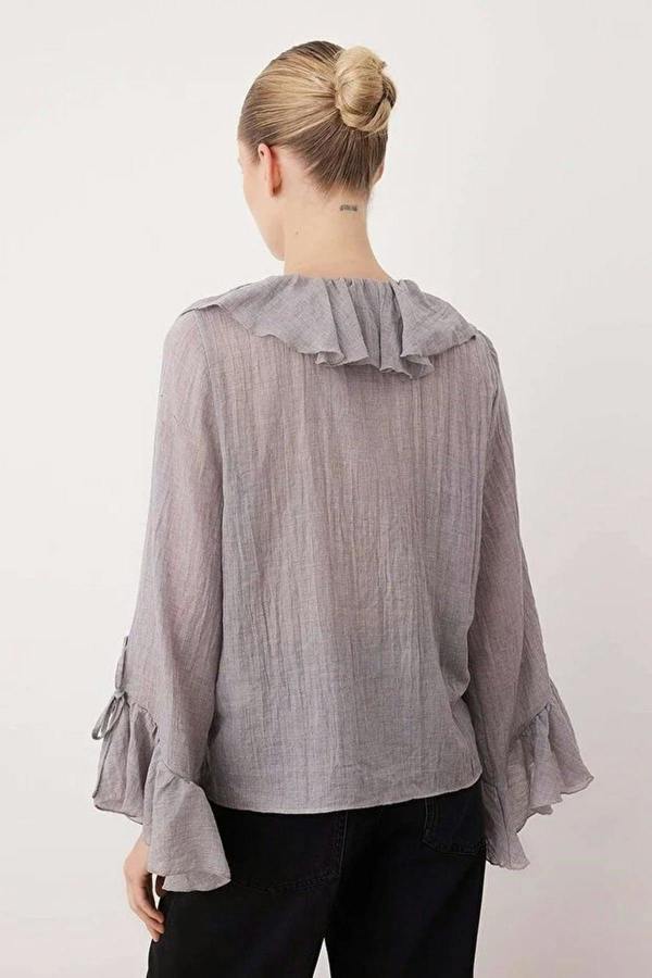 WOVCOR Ruffled Boho Long-Sleeve Woven Blouse
