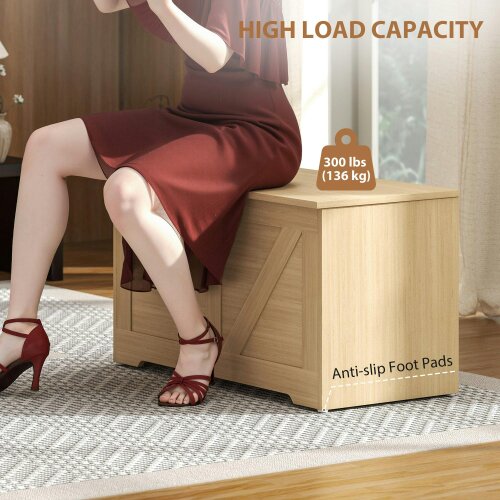 Wyld Haus Yolu Vina Natural Wood Effect Storage Chest With Safety Hinges 100 Litre