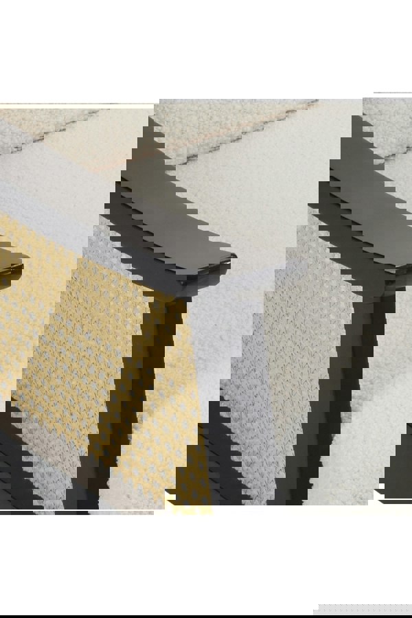 Living and Home White Teddy Fur Rattan Armrest Sofa Cushioned Armchair with Dark Leg