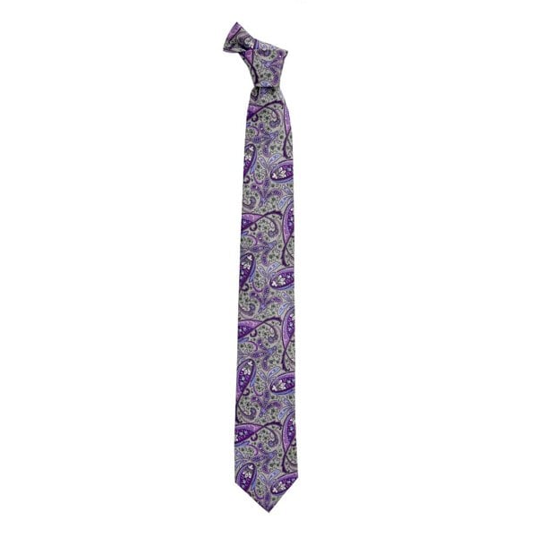 David WeJ Paisley Tie - Lilac Grey