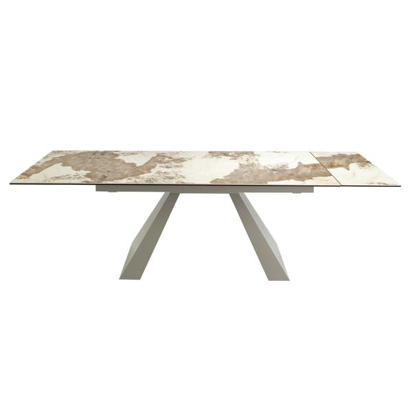 Angel Cerdá Rectangular extending dining table in porcelain marble and taupe grey steel 1124