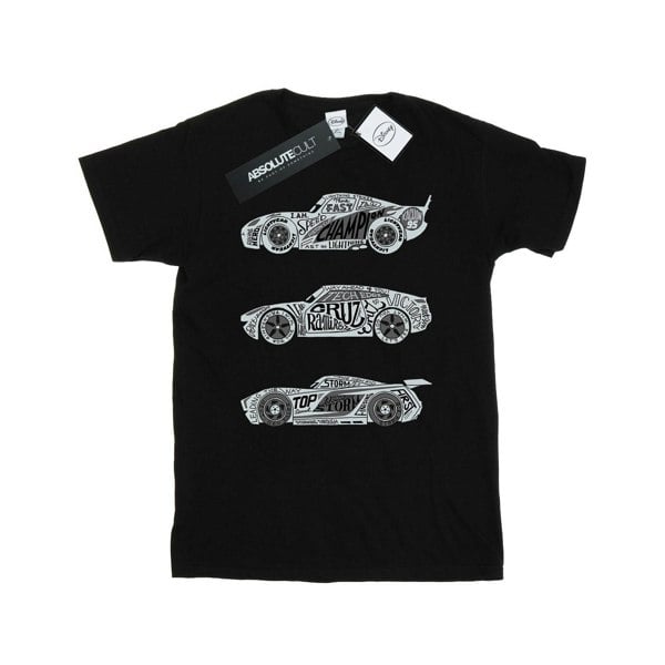Disney Mens Cars Text Racers T-Shirt - Black