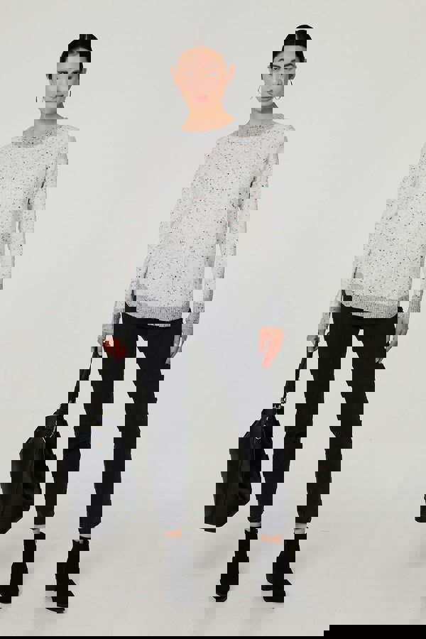 Grey | Colour Block Long Sleeve Curve Hem Jumper
