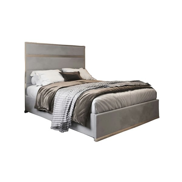 Casa Magna Bentley Upholstered Soft Velvet Metal Bed Frame - Grey