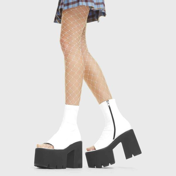 Lamoda Unstoppable White PU Chunky Platform Ankle Boots Trendy Fashion Shoes
