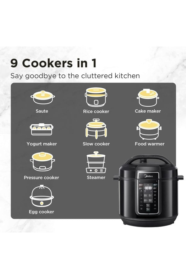 Living and Home 7.6L Midea Electric Pressure Cooker Yogurt Maker Rice Cooker with 12 presets