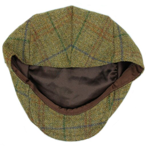 Heather Hats & Accessories British Tweed Wool Flat Cap, Satin Lining, Outdoor Wear, Barleyfield Olive