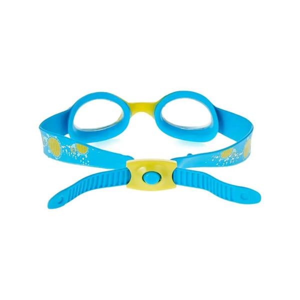 Speedo Illusion kids swim goggle in blue and yellow with flexible one-piece construction