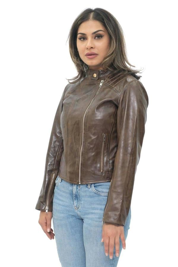 Infinity Leather Womens Leather Biker Jacket-Celaya
