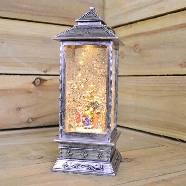 Samuel Alexander 27cm Glitter Water Spinner Lantern - Warm White LED - Christmas Tree