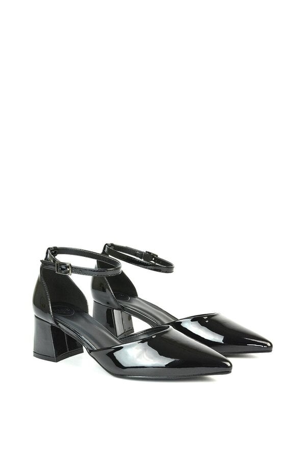 XY LONDON Low Block Heel Court Shoes With Pointed Toe
