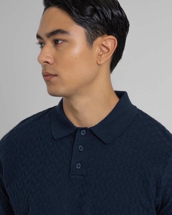 Steel & Jelly Burton - Geo Texture Knitted Polo Shirt