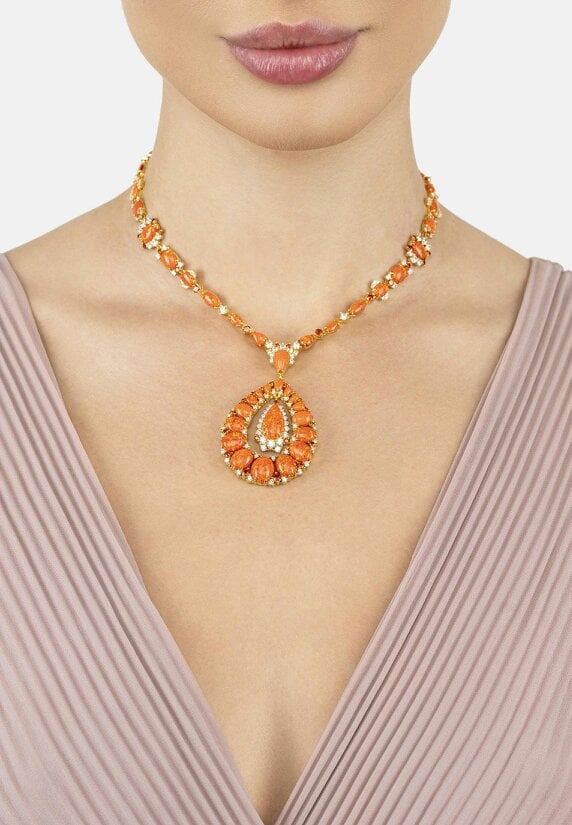 Latelita Paloma Fire Opal Statement Necklace Gold