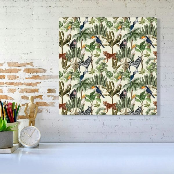 Warren Reed Exotic Trees And Animals Canvas