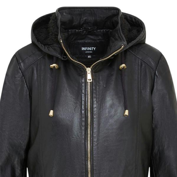Infinity Leather Women's Leather Parka Detachable Borg Hooded Trench Coat - Trekker