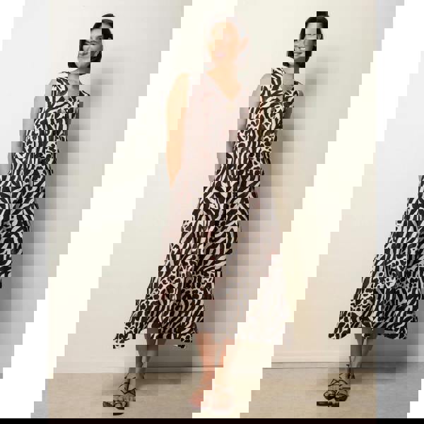 Blue Vanilla Animal Print V Neck Dress