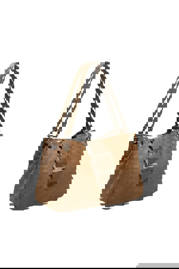 Kitise Shoulder Bag with Buckle Accent and Dual Top Handles