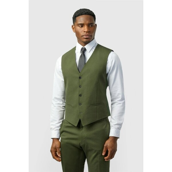 Limehaus Slim Fit Olive Waistcoat