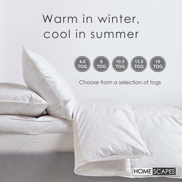 HOMESCAPES Goose Feather and Down 10.5 Tog Duvet