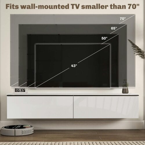 Wyld Haus Disa 160cm High Gloss White Floating TV Cabinet For Screens Up To 70 Inches