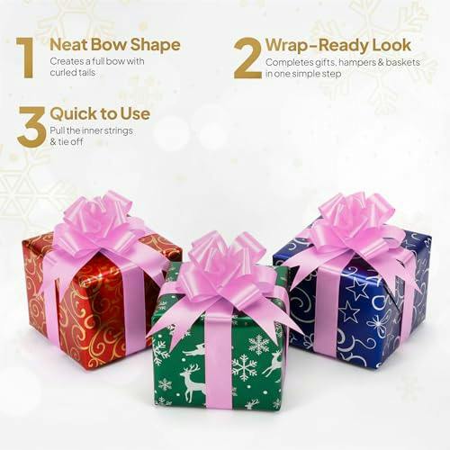 30mm Light Pink Pull Bows, 10 Pack to 60 Pack Ribbon Gift Bows for Wrapping and Decor image 6