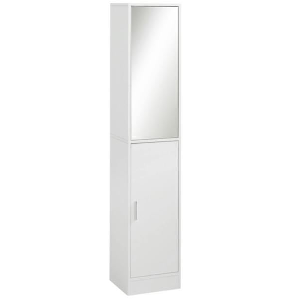 Dyzi Tall Mirrored Bathroom Cabinet 5 Shelves Adjustable Storage White - 32 x 162 x 28 cm - White - Particleboard