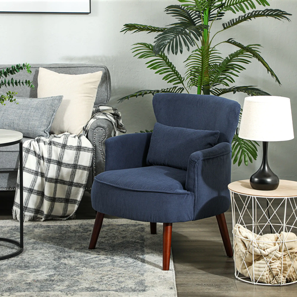 Corduroy Retro Accent Chair - Blue
