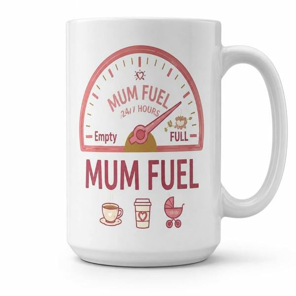 Dyzi Mom Fuel Coffee and Shopping Funny Quote Ceramic Mug White