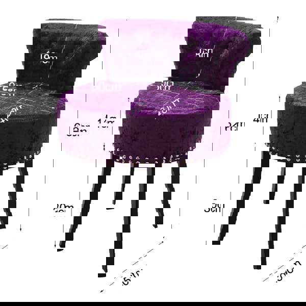 Living and Home Luxury Ice Velvet Dark Purple Upholstery Dressing Stool