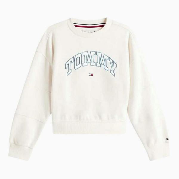 Tommy Hilfiger Childrens/Kids Varsity Cotton Blend Crew Neck Sweatshirt - Ivory - 