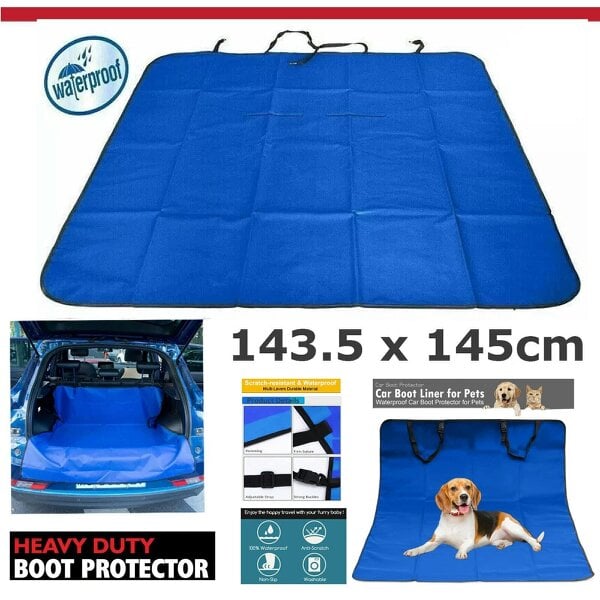 ATEK Waterproof Car Rear Seat Cover Boot Liner Mat Protector Floor Trunk Dog (blue) Protecting Car Boots Rear Seats Vehicle Interiors From Dog Hair