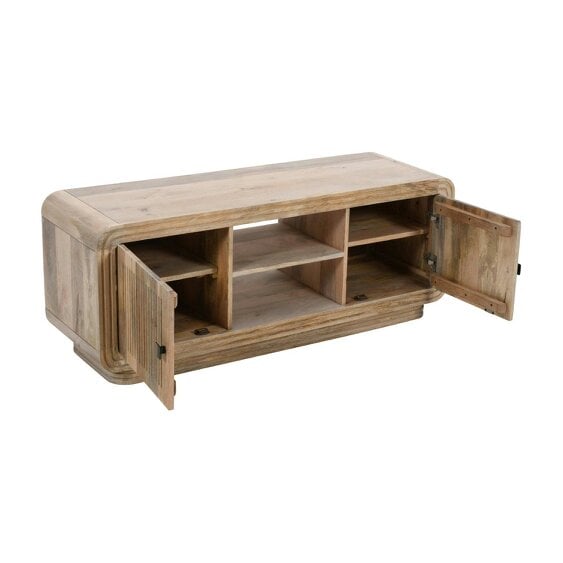 Wyld Haus Arizona Carved Natural Mango Wood 2 Door TV Unit with Open Shelves