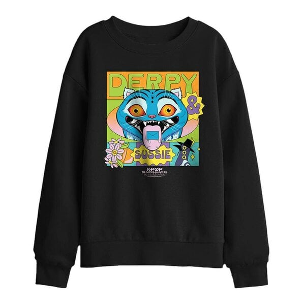 K-Pop Demon Hunters Childrens/Kids Summer Festival Derpy & Sussie Poster Sweatshirt - Black