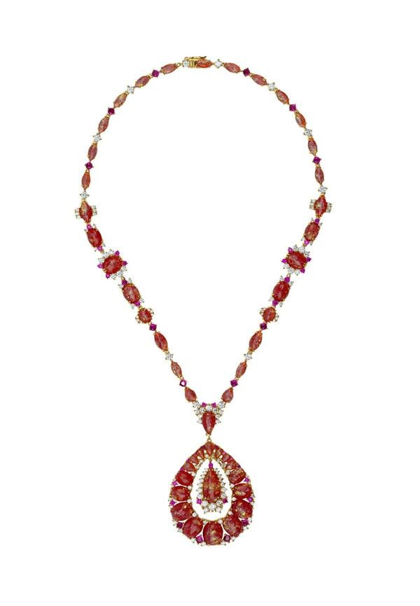 Latelita Paloma Pink Opal Statement Necklace Gold